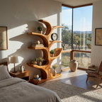 Bookshelf Sculptural Curved Design, solid wood, built to order, view 2