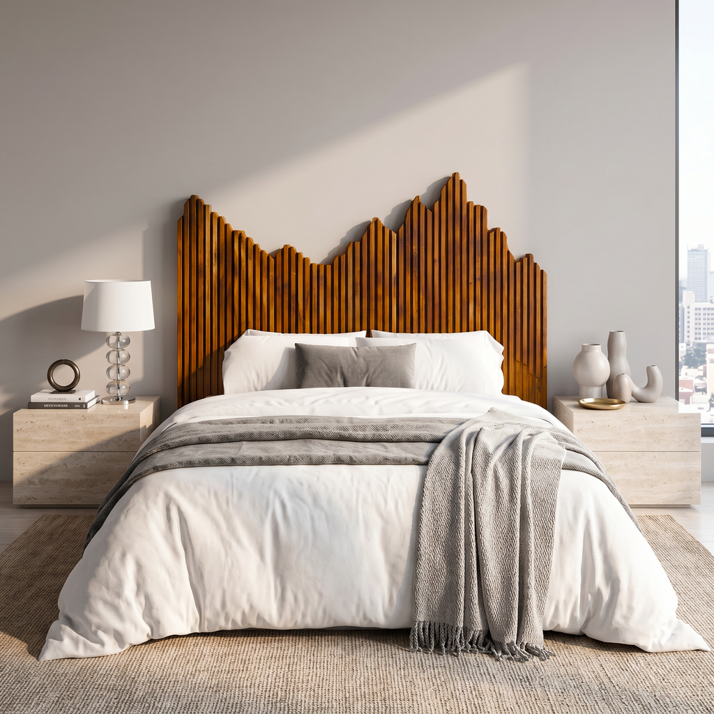 Organic Headboard Wooden Bed Headboard, solid wood, built to order, view 3