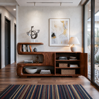 Organic Sideboard with Shelves and Cabinet, solid wood, built to order, view 2