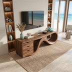 Wave Form Wooden Media Console Residence, solid wood, built to order, view 2