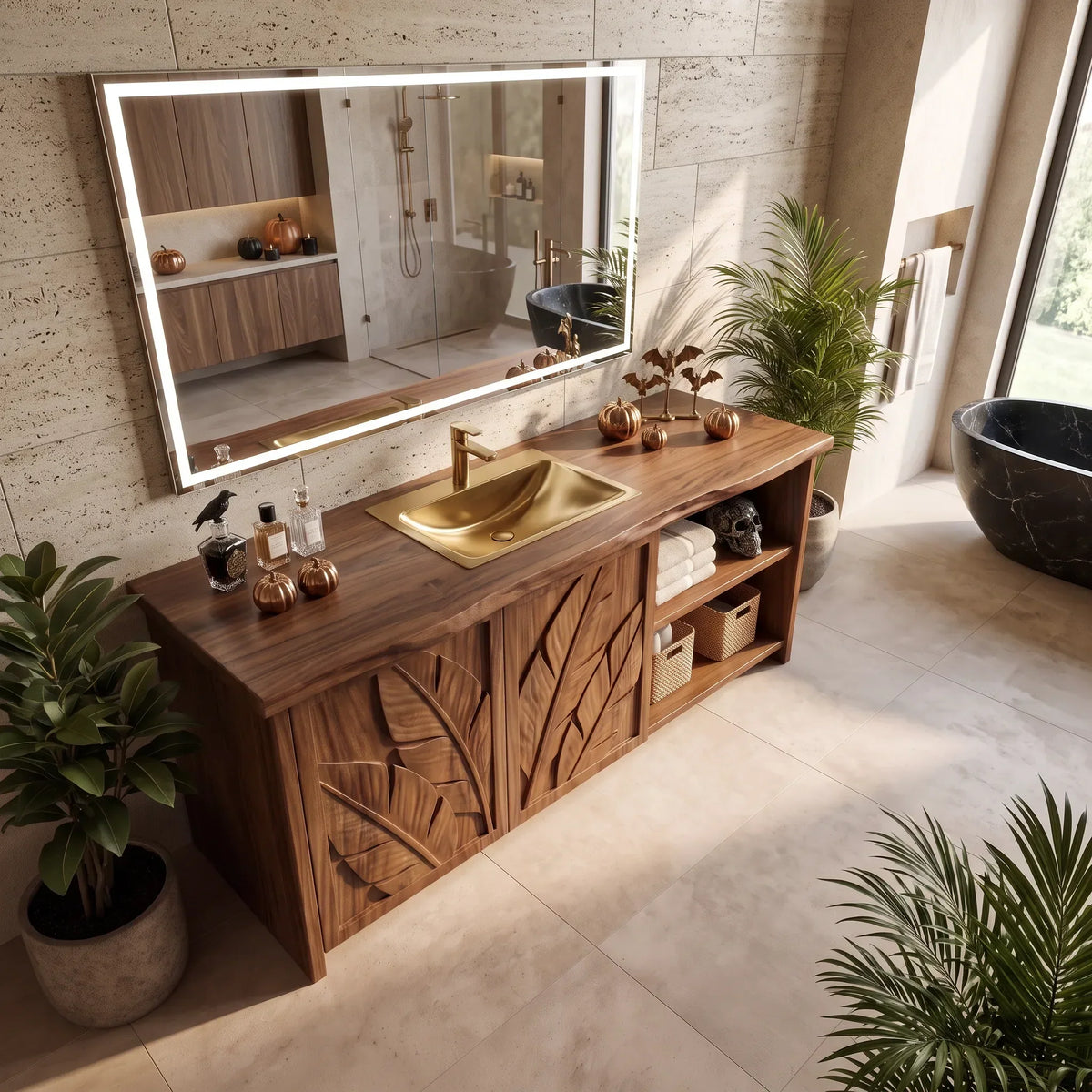 Handcrafted Bathroom Vanity Wellness Suite, solid wood, built to order