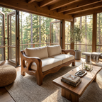 Architectural Sculptural Sofa Family Room, solid wood, built to order, view 2
