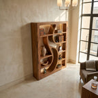 Wooden Bookshelf Featuring Ambient LED Shelving, solid wood, built to order