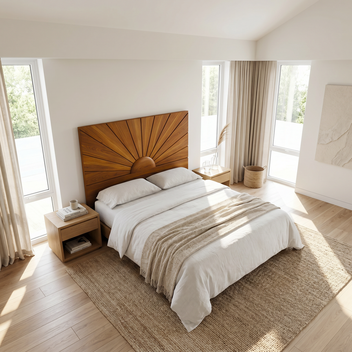Organic Sunburst Headboard Solid Bed Headboard, solid wood, built to order, view 2