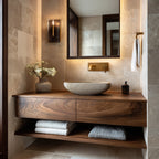 Minimalist Wall Mounted Bathroom Vanity, solid wood, built to order, view 2