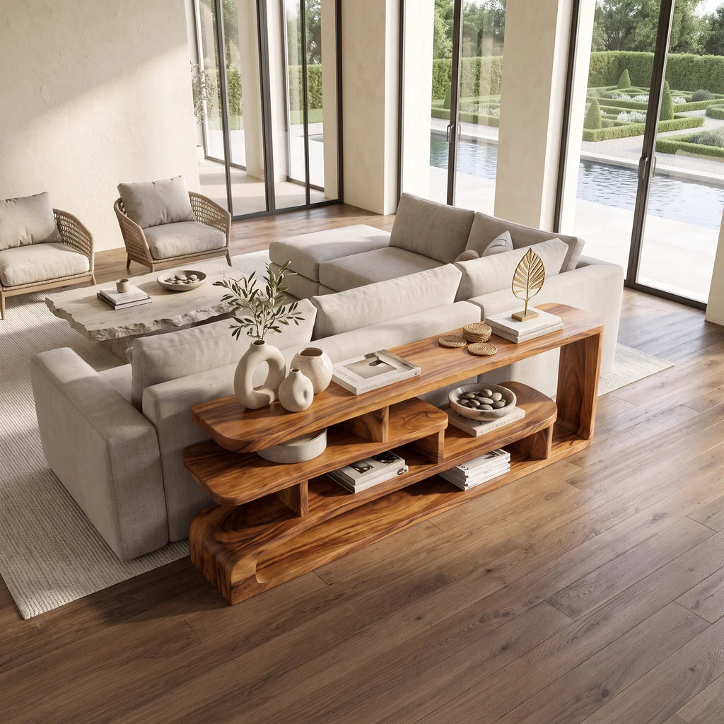 Contemporary Layered Console Table, solid wood, built to order