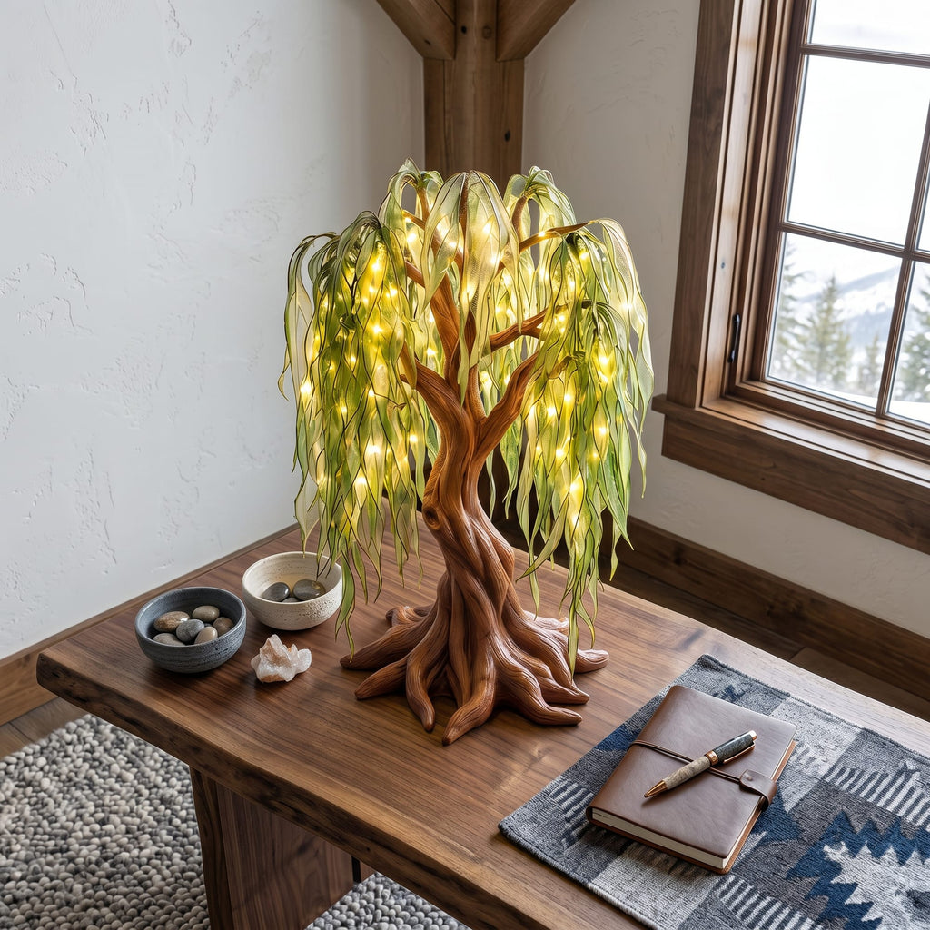 Farmhouse Tree Table Lamp, solid wood, built to order