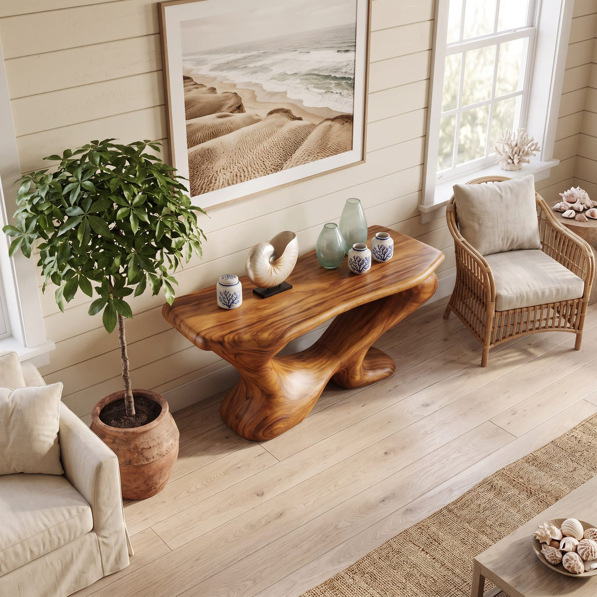 Farmhouse Chic Console Table Entryway Decor, solid wood, built to order