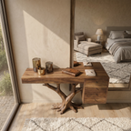 Organic Floating Console Table Designer Entryway, solid wood, built to order, view 2