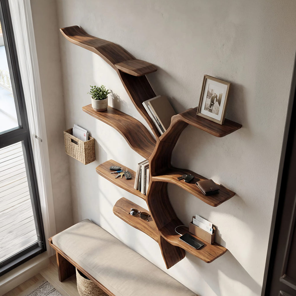 Mid Century Wooden Wall Shelf, solid wood, built to order