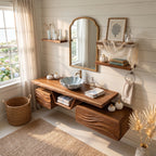 Mid Century Floating Bathroom Vanity Modern Bathroom, solid wood, built to order