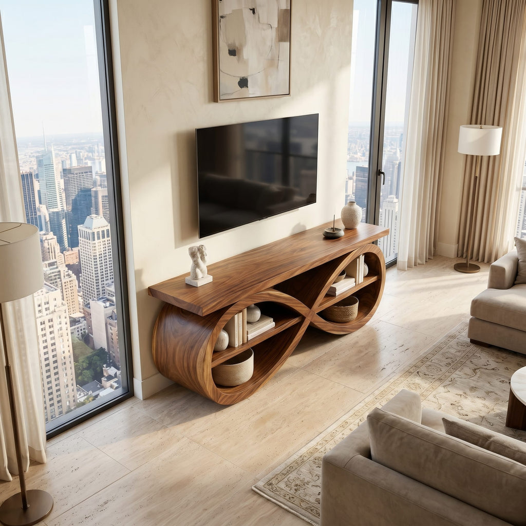 Designer Media Unit Contemporary Home Décor, solid wood, built to order