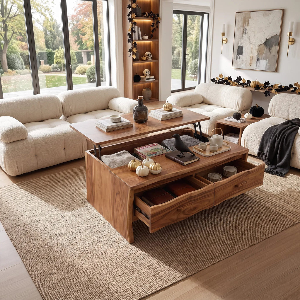 Contemporary Lift Top Coffee Table City Apartment, solid wood, built to order