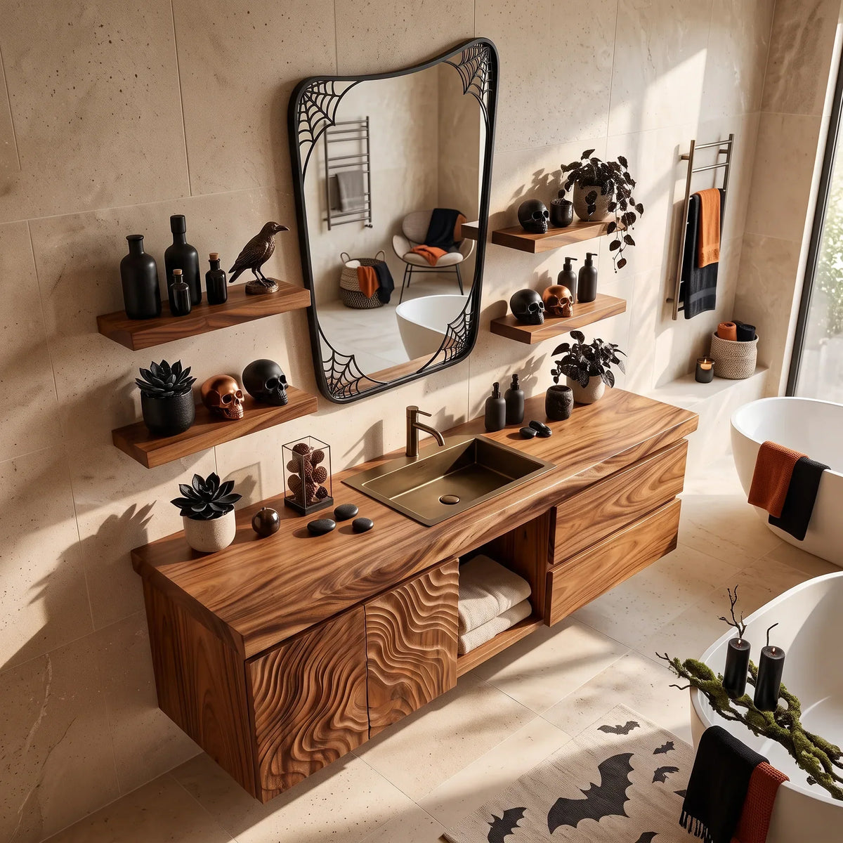 Contemporary Floating Bathroom Vanity Urban Loft, solid wood, built to order