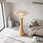 Japandi Floor Lamp Sculptural Mushroom Form Bedroom, solid wood, built to order, view 3