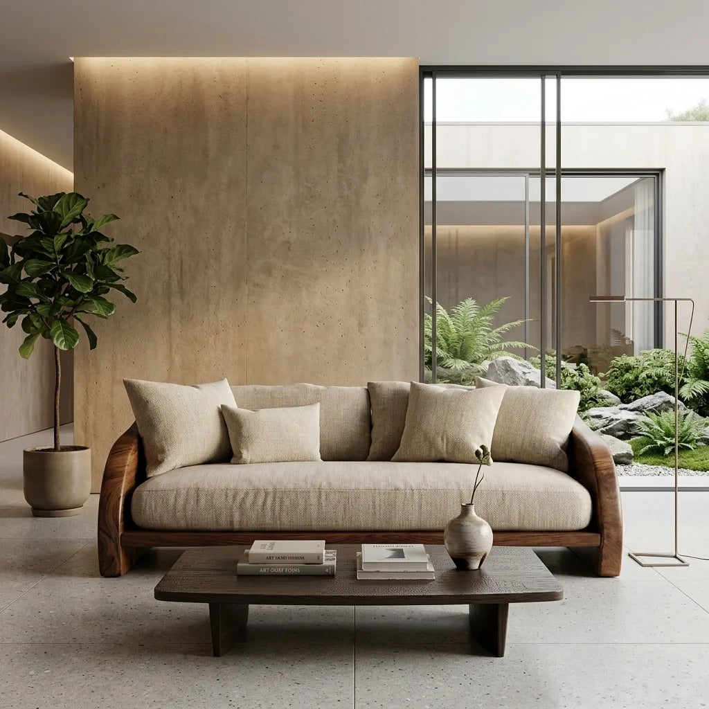 Organic Rounded Curved Wooden Sofa, solid wood, built to order, view 2