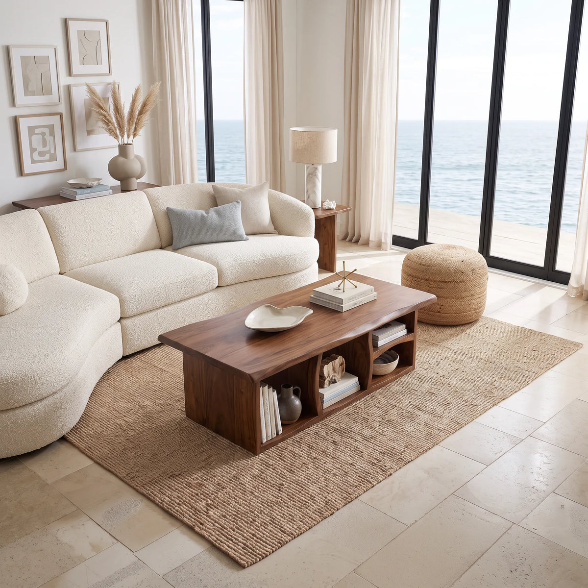 Organic Modern Storage Coffee Table Beach House, solid wood, built to order, view 7
