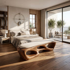 Curved Solid Bench Living Room, solid wood, built to order