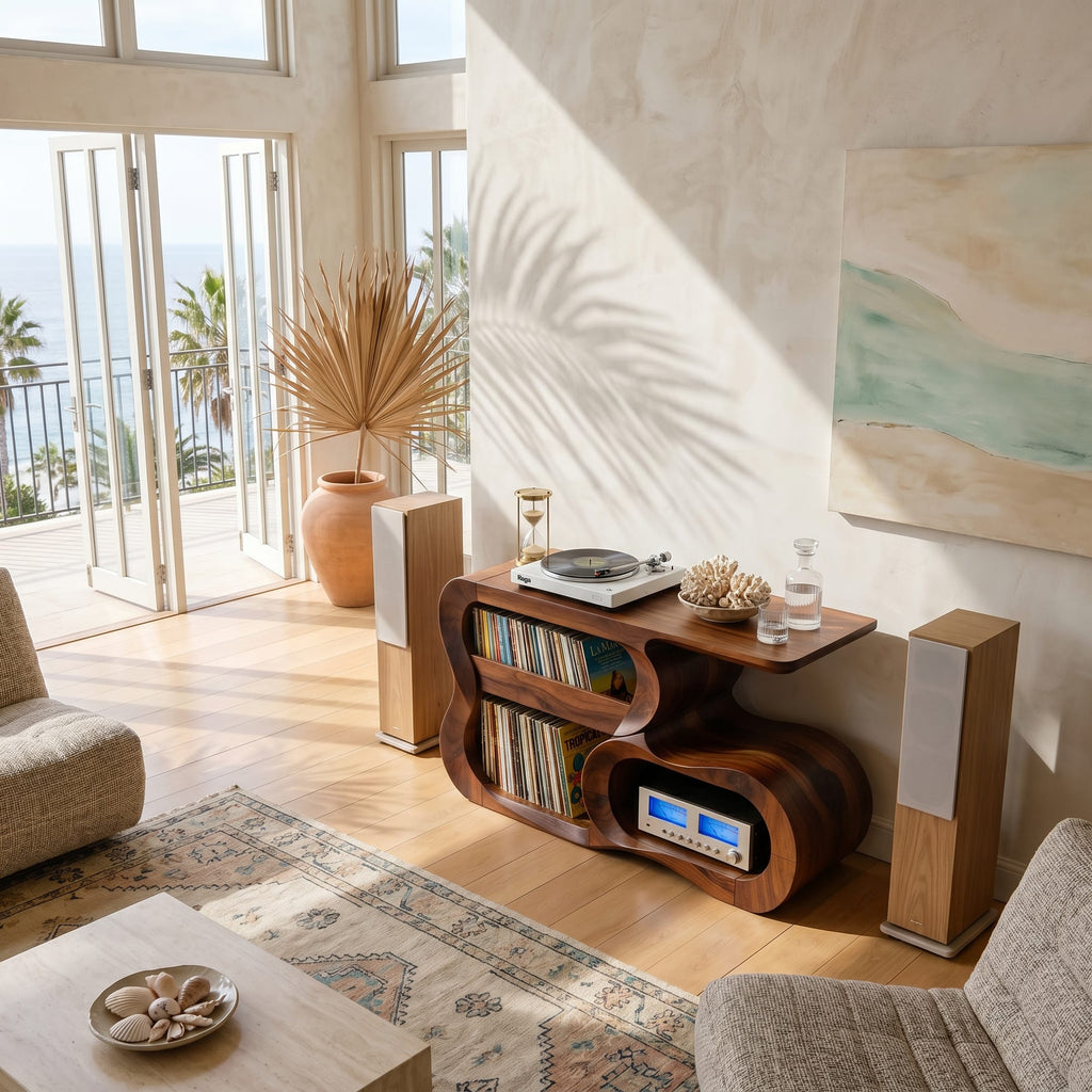 Contemporary Solid Turntable Record Stand