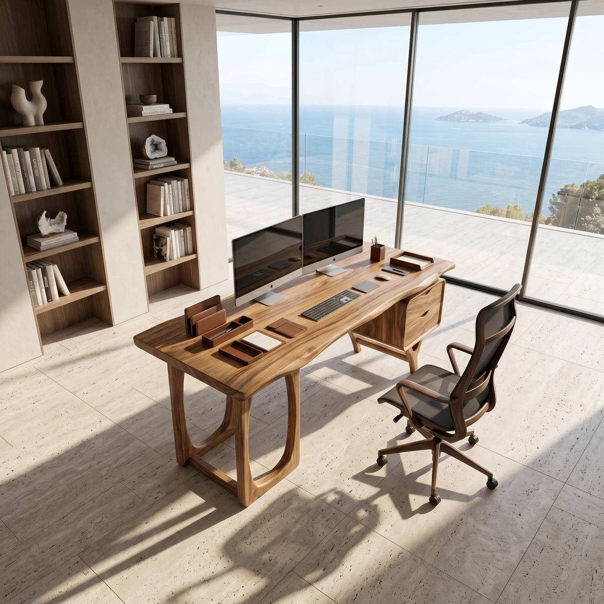 Organic Dual Pedestal Executive Desk Office, solid wood, built to order, view 2
