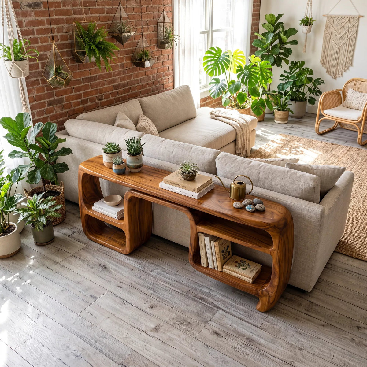 Mid Century Low Console Table, solid wood, built to order