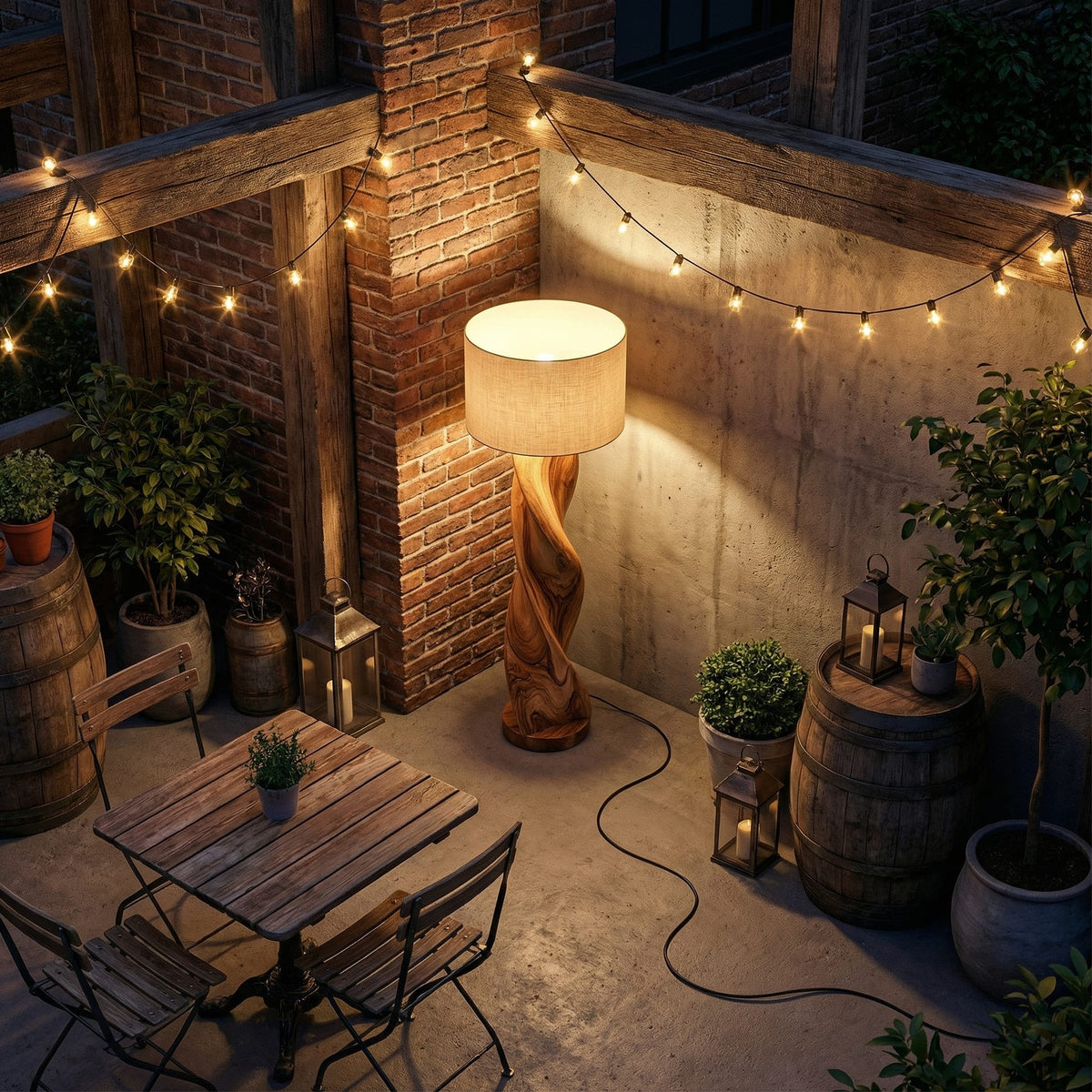 Industrial Sculptural Table Lamp, solid wood, built to order