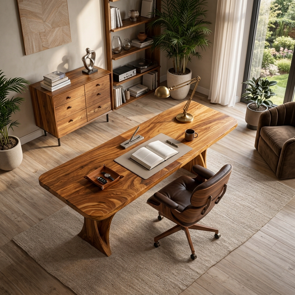 Desk with Curved Base, solid wood, built to order, view 2