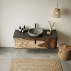 Organic Flow Bathroom Vanity Solid Curved Front Storage Bathroom, solid wood, built to order, view 2