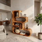 Contemporary Wave Edge Bookcase in Finish, solid wood, built to order
