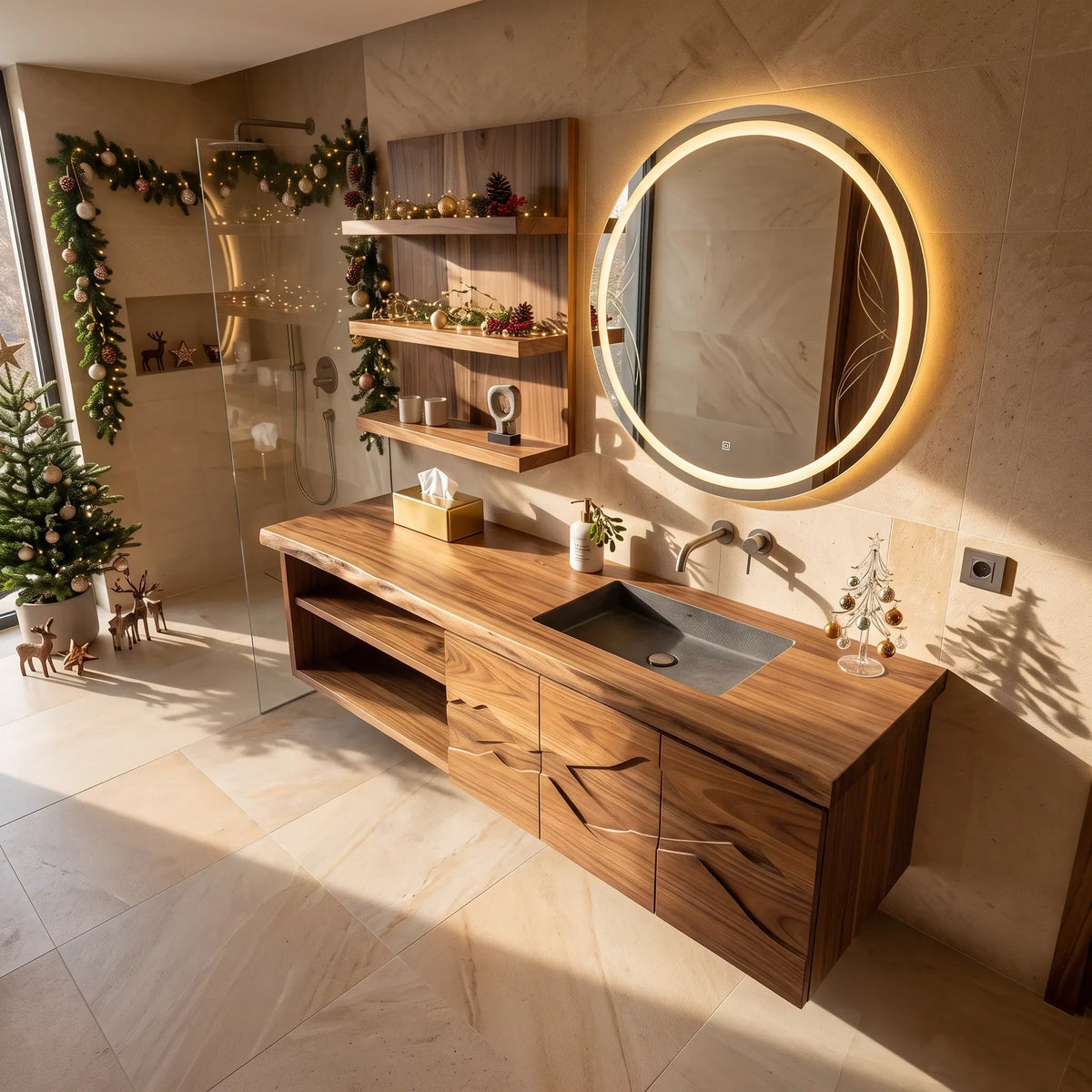 Contemporary Storage Bathroom Vanity Master Ensuite, solid wood, built to order