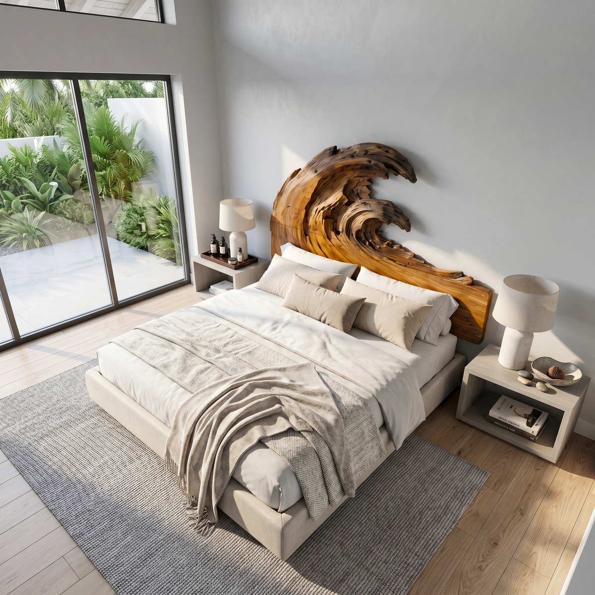 Organic Flowing Grain Headboard Wooden Bed Headboard, solid wood, built to order, view 3