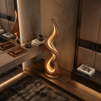 Contemporary Wave Lamp with Table, solid wood, built to order, view 2