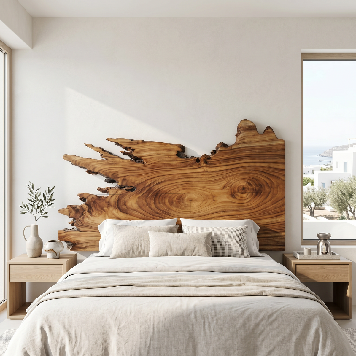 Organic Split Edge Headboard Wooden Bed Headboard, solid wood, built to order, view 3