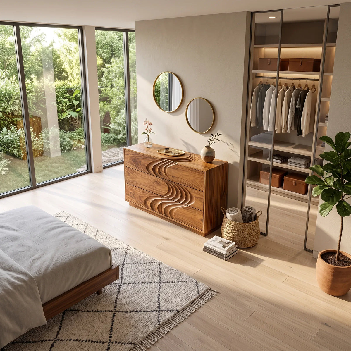 Minimalist Contour Dresser Table, solid wood, built to order, view 2