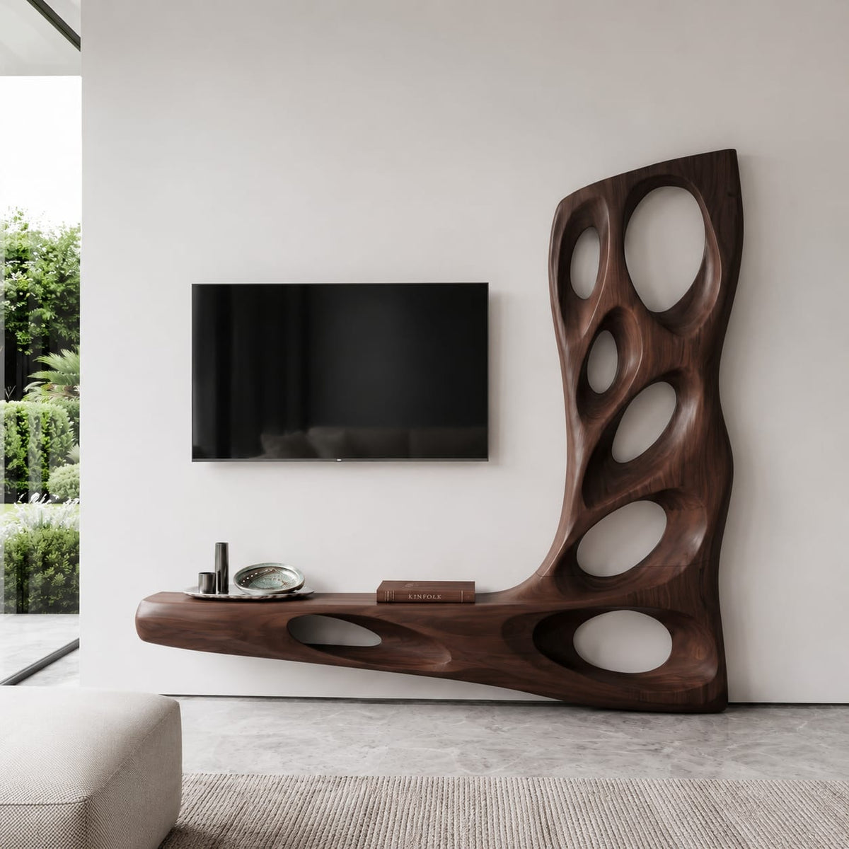 Sculptural Floating Entertainment TV Cabinet