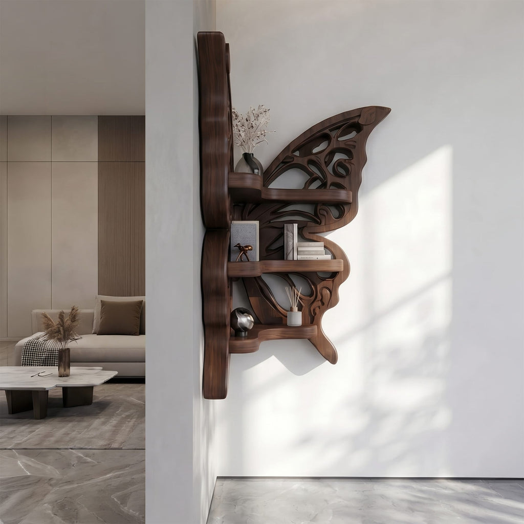 Sculptural Butterfly Floating Shelf