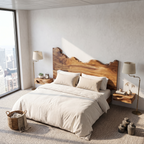 Contemporary Live Edge Headboard, solid wood, built to order, view 3