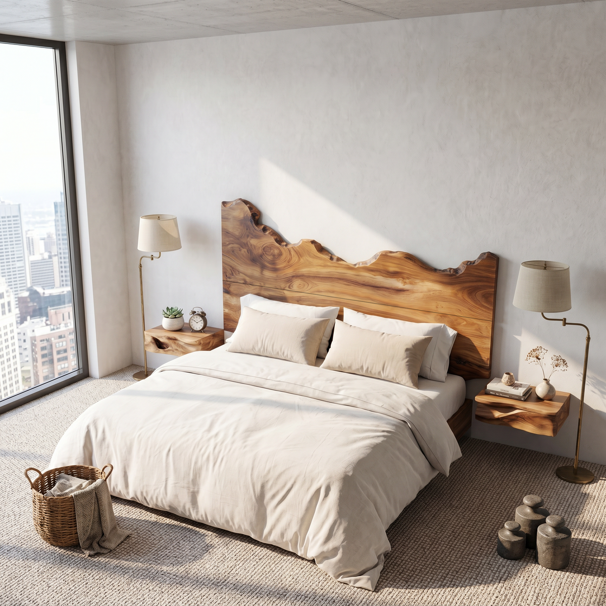 Contemporary Live Edge Headboard, solid wood, built to order, view 3
