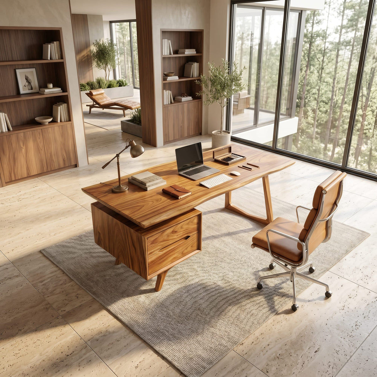 Contemporary Dual Pedestal Executive Desk Office, solid wood, built to order