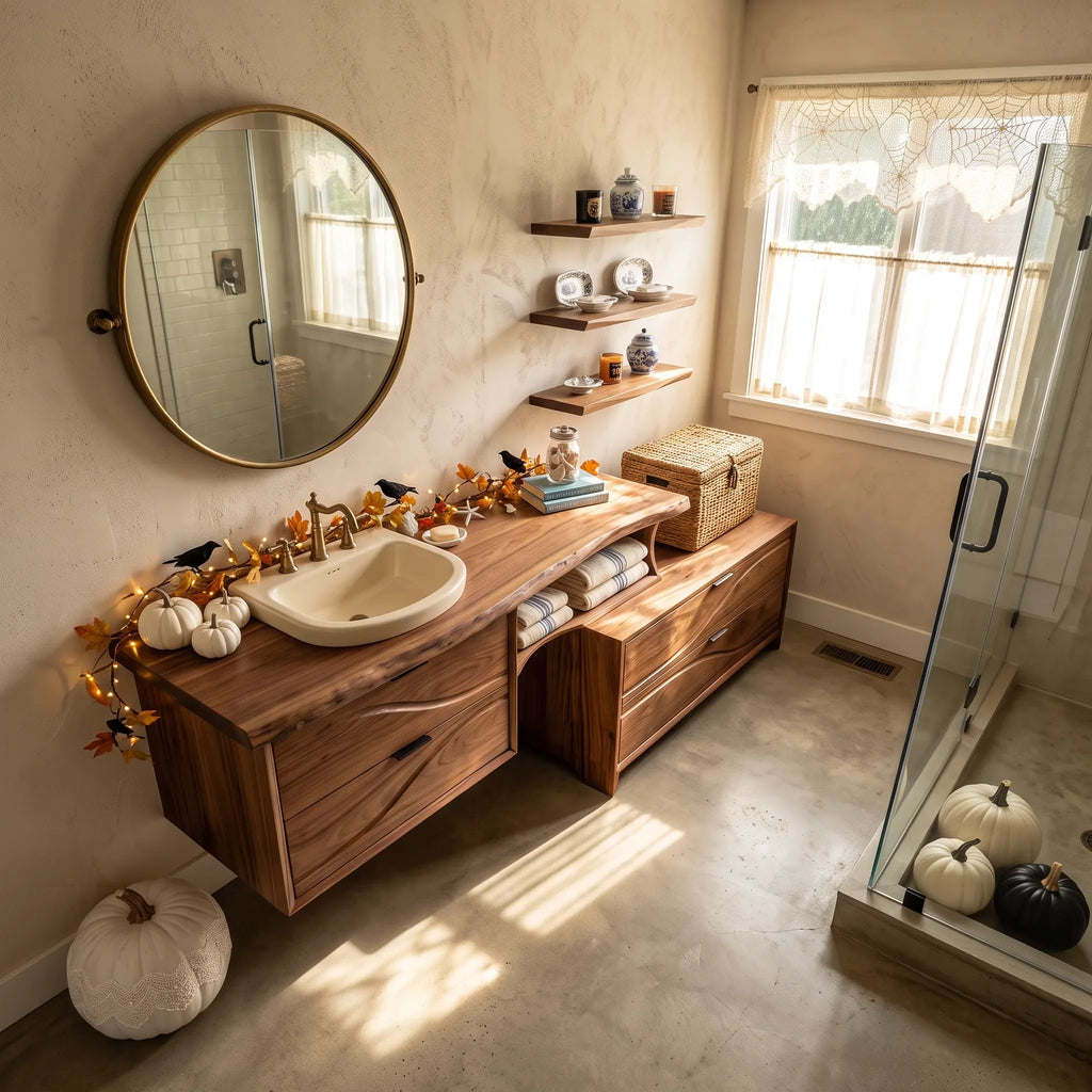 Organic Floating Bathroom Vanity Modern Bathroom, solid wood, built to order
