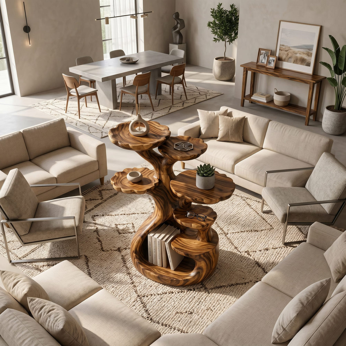 Contemporary Multi Tier Side Table Home, solid wood, built to order