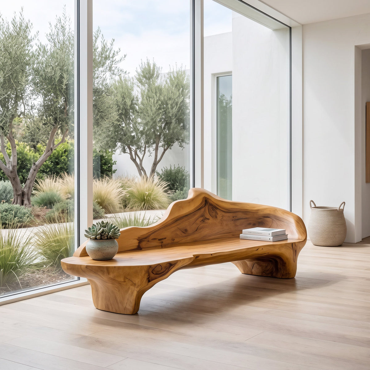 Sculptural Organic Accent Bench