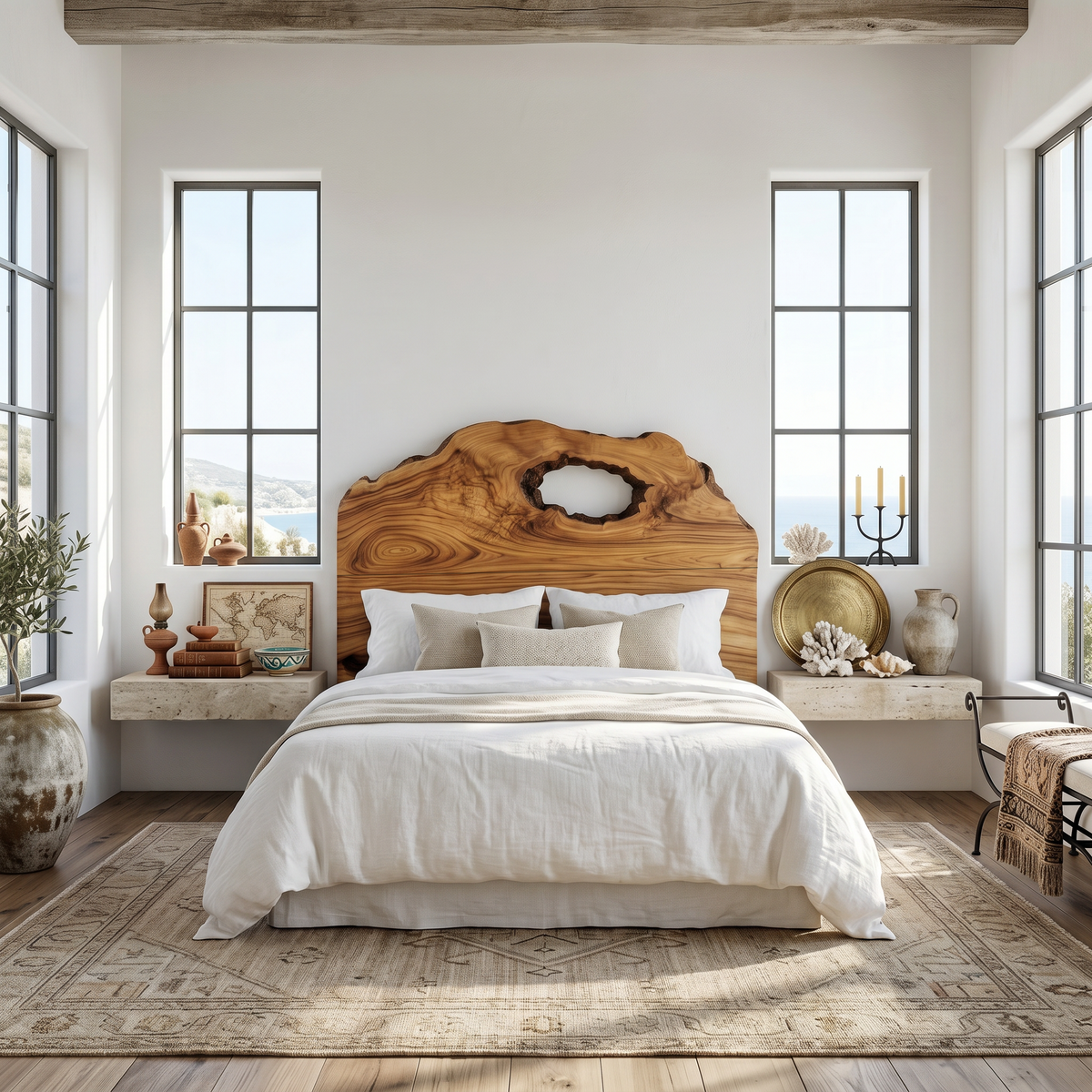 Organic Headboard Wooden Bed Headboard, solid wood, built to order, view 3