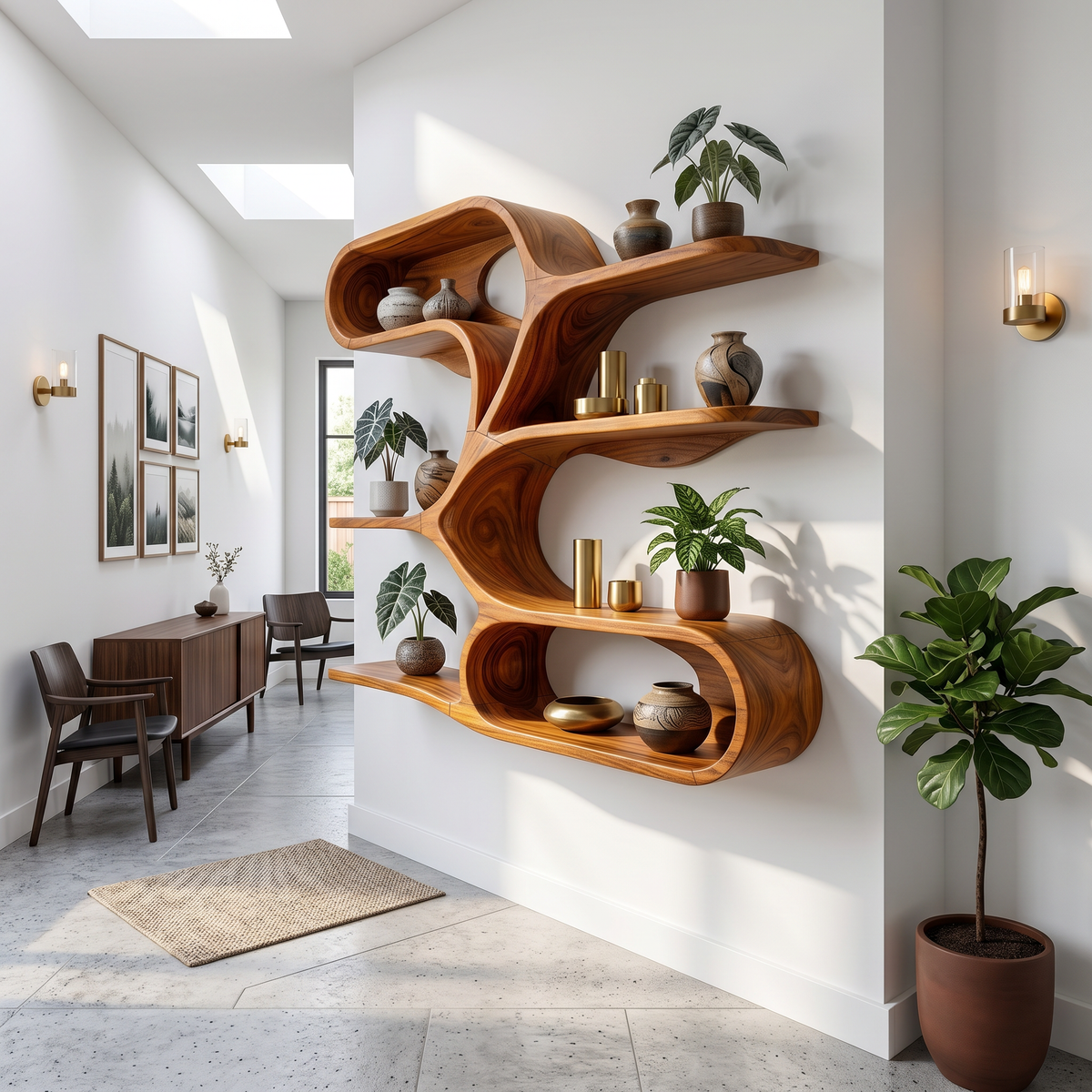 Organic Sculptural Wooden Wall Shelves, solid wood, built to order, view 2