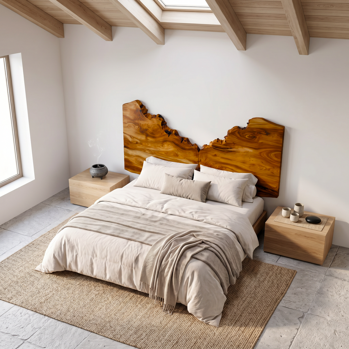 Organic Live Edge Headboard Wooden Bed Headboard, solid wood, built to order, view 2