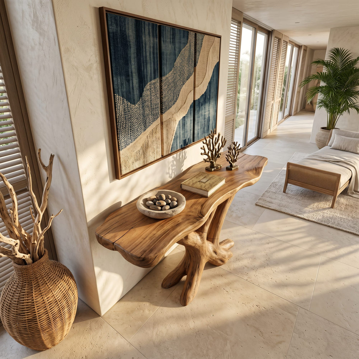 Contemporary Loop Console Table Hallway, solid wood, built to order