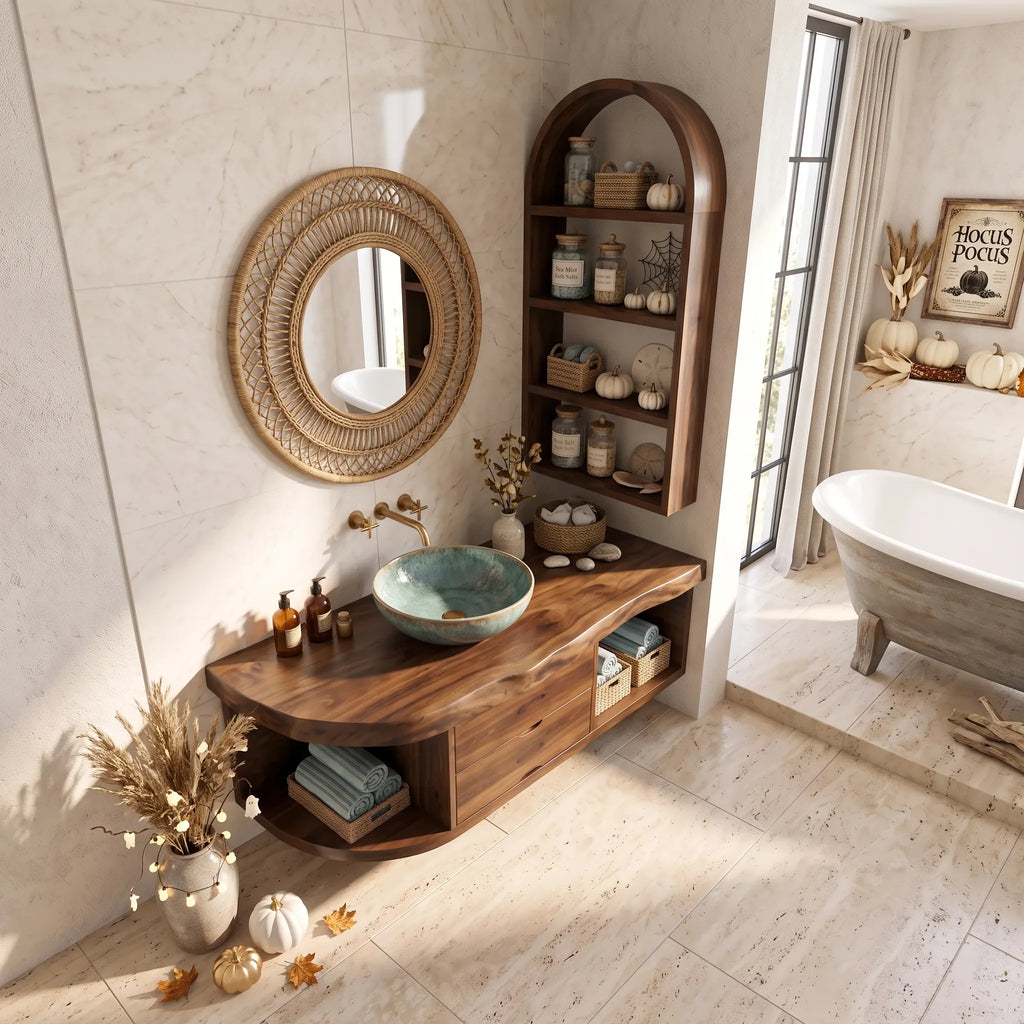 Organic Floating Bathroom Vanity Modern Bathroom, solid wood, built to order, view 2