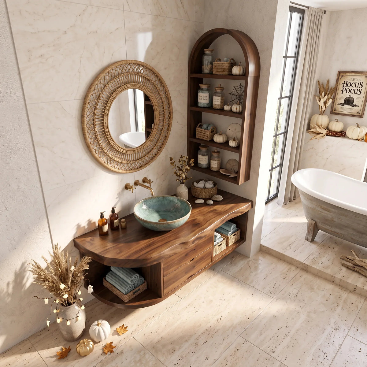 Organic Floating Bathroom Vanity Modern Bathroom, solid wood, built to order, view 2