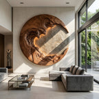 Organic Modern Round Wall Art, solid wood, built to order, view 2