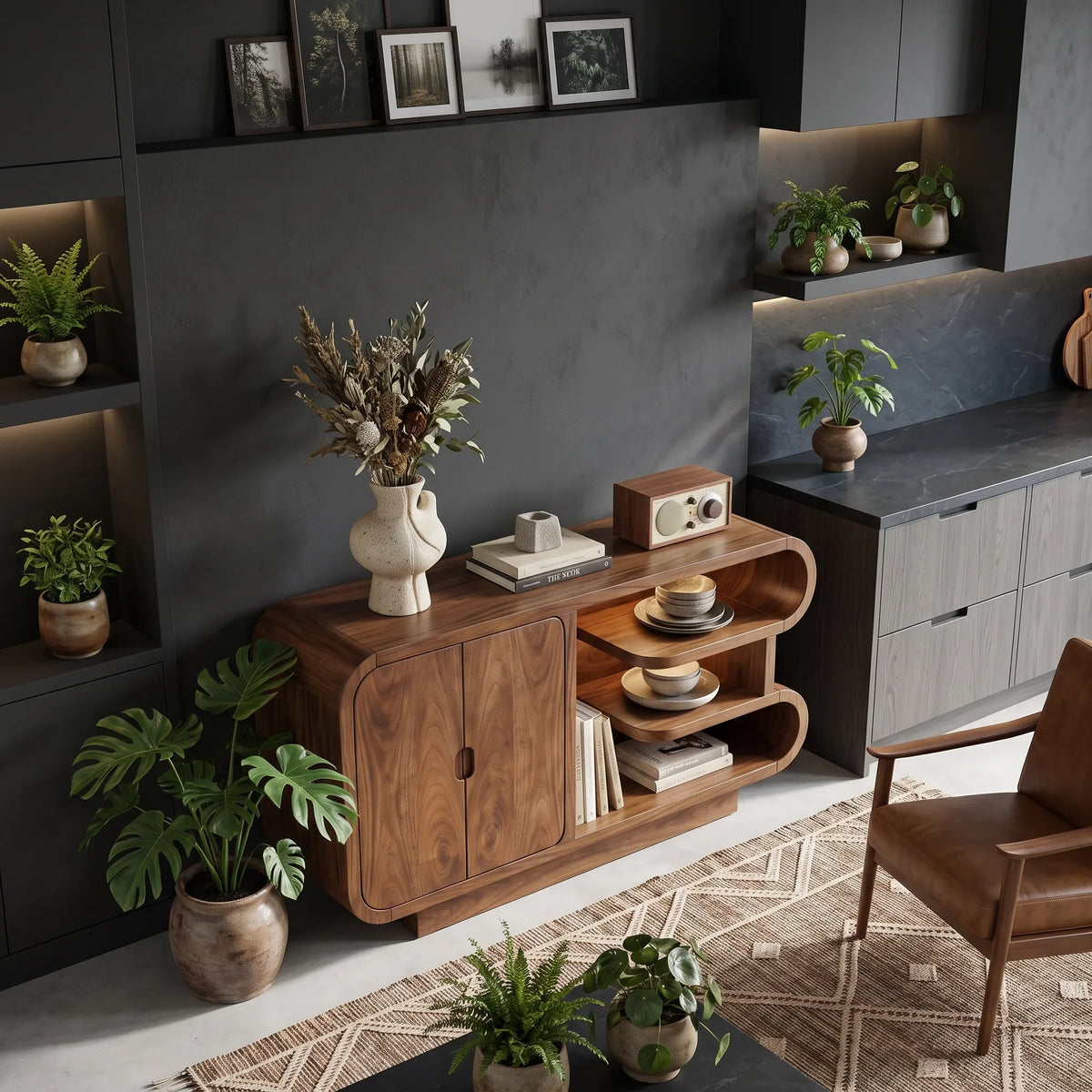 Organic Modern Storage Credenza Living Room, solid wood, built to order, view 7
